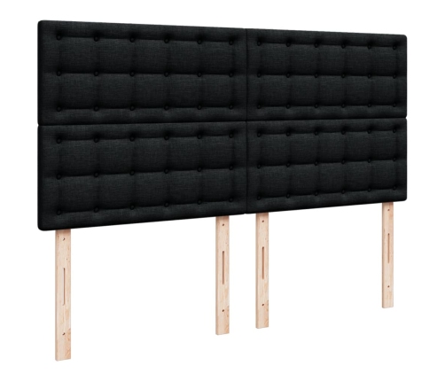 Cama box spring con colchón tela negro 180x200 cm