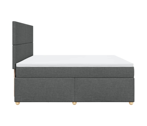 Cama box spring con colchón tela gris oscuro 200x200 cm