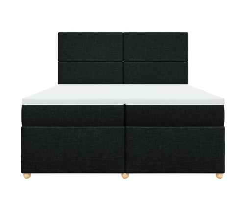 Cama box spring con colchón tela negro 200x200 cm