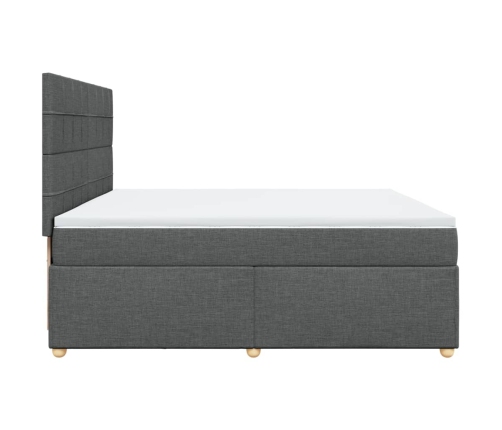 Cama box spring con colchón tela gris oscuro 200x200 cm