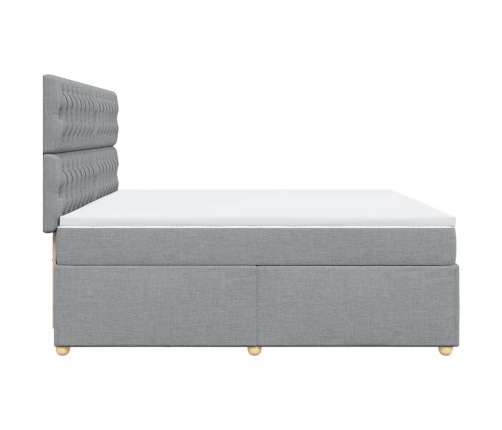 Cama box spring con colchón tela gris claro 200x200 cm