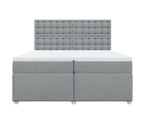 Cama box spring con colchón tela gris claro 200x200 cm