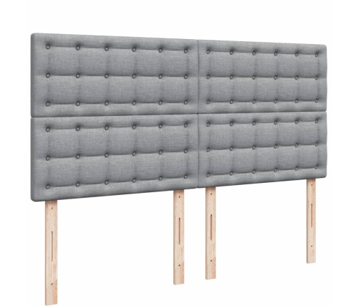 Cama box spring con colchón tela gris claro 200x200 cm