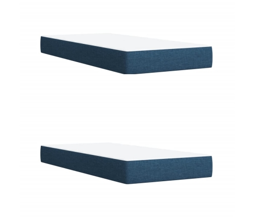 Cama box spring con colchón tela azul 200x200 cm