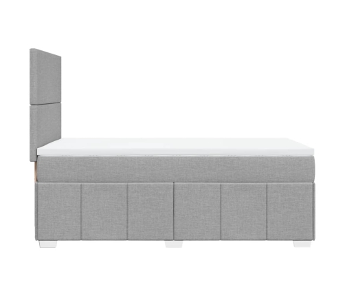 Cama box spring con colchón tela gris claro 80x200 cm