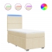 Cama box spring con colchón tela color crema 80x200 cm