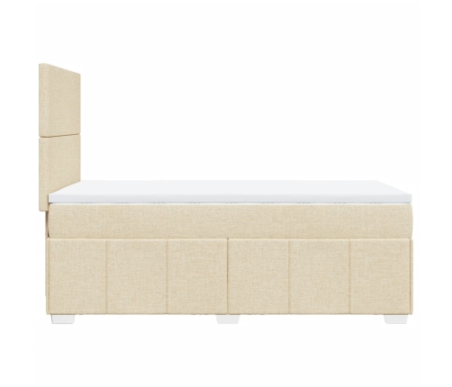 Cama box spring con colchón tela color crema 80x200 cm