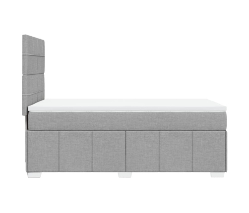 Cama box spring con colchón tela gris claro 80x200 cm