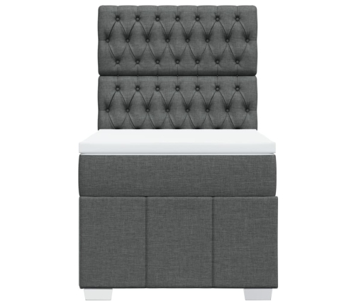 Cama box spring con colchón tela gris oscuro 80x200 cm