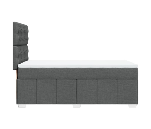 Cama box spring con colchón tela gris oscuro 80x200 cm