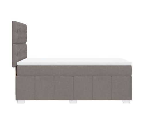 Cama box spring con colchón tela gris taupe 80x200 cm