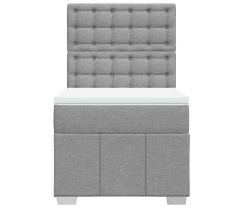 Cama box spring con colchón tela gris claro 80x200 cm