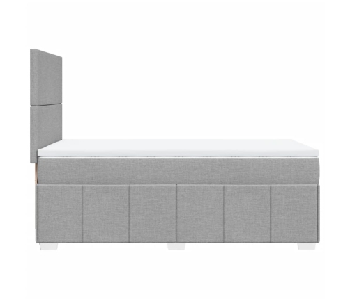 Cama box spring con colchón tela gris claro 90x190 cm