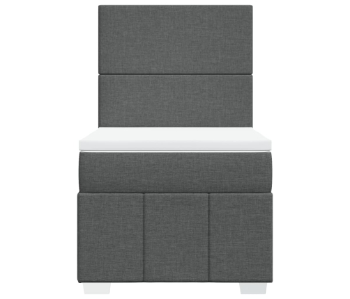 Cama box spring con colchón tela gris oscuro 90x190 cm