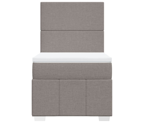 Cama box spring con colchón tela gris taupe 90x190 cm