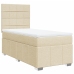 Cama box spring con colchón tela color crema 90x190 cm