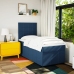 Cama box spring con colchón tela azul 90x190 cm