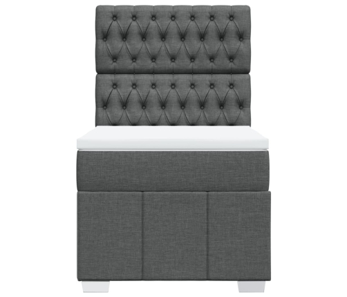 Cama box spring con colchón tela gris oscuro 90x190 cm