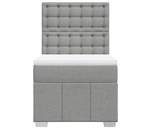Cama box spring con colchón tela gris claro 90x190 cm