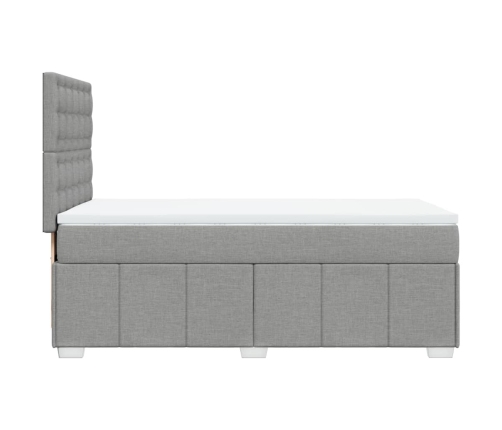 Cama box spring con colchón tela gris claro 90x190 cm