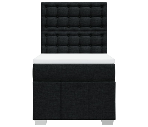 Cama box spring con colchón tela negro 90x190 cm