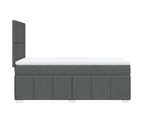 Cama box spring con colchón tela gris oscuro 90x200 cm