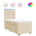 Cama box spring con colchón tela color crema 90x200 cm