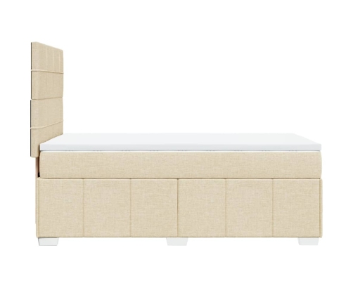 Cama box spring con colchón tela color crema 90x200 cm