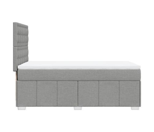 Cama box spring con colchón tela gris claro 90x200 cm