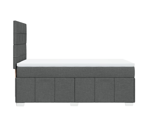 Cama box spring con colchón tela gris oscuro 100x200 cm