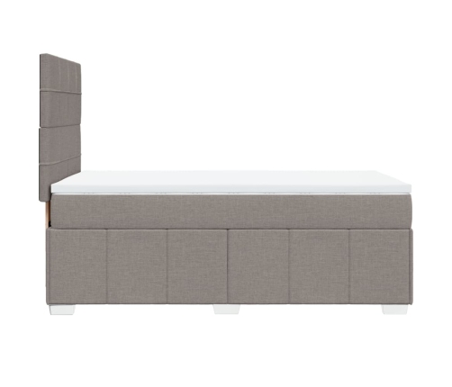Cama box spring con colchón tela gris taupe 100x200 cm