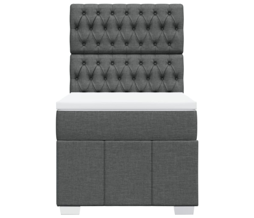 Cama box spring con colchón tela gris oscuro 100x200 cm