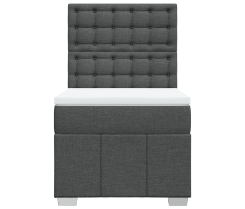 Cama box spring con colchón tela gris oscuro 100x200 cm