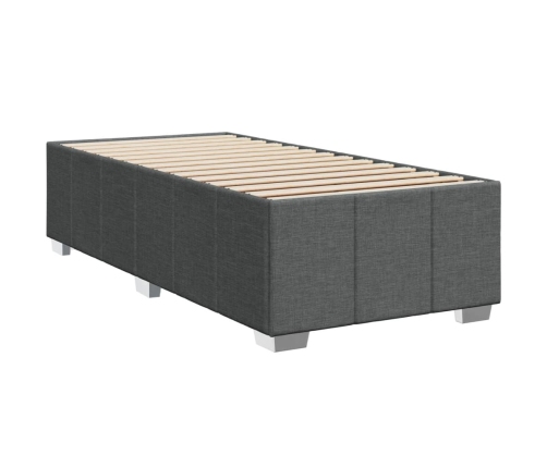 Cama box spring con colchón tela gris oscuro 100x200 cm