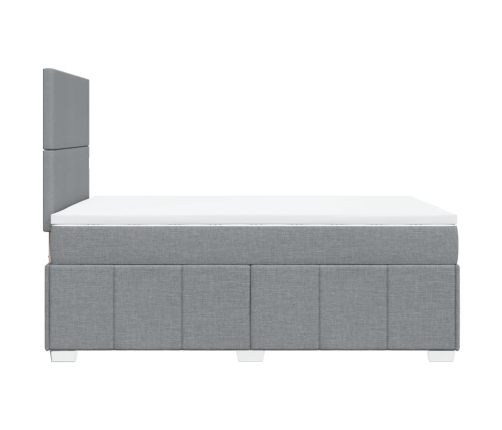 Cama box spring con colchón tela gris claro 120x190 cm