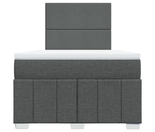 Cama box spring con colchón tela gris oscuro 120x190 cm