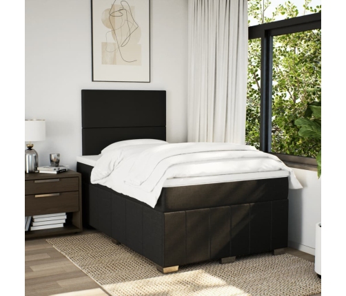 Cama box spring con colchón tela negro 120x190 cm