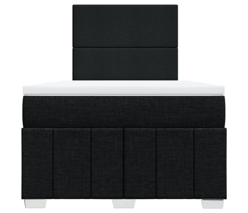 Cama box spring con colchón tela negro 120x190 cm