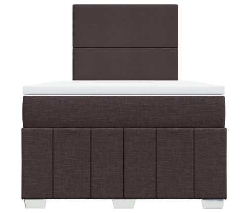 Cama box spring con colchón tela marrón oscuro 120x190 cm