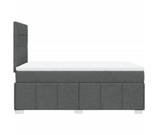 Cama box spring con colchón tela gris oscuro 120x190 cm