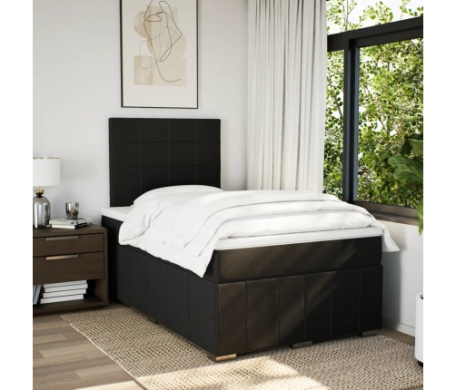 Cama box spring con colchón tela negro 120x190 cm