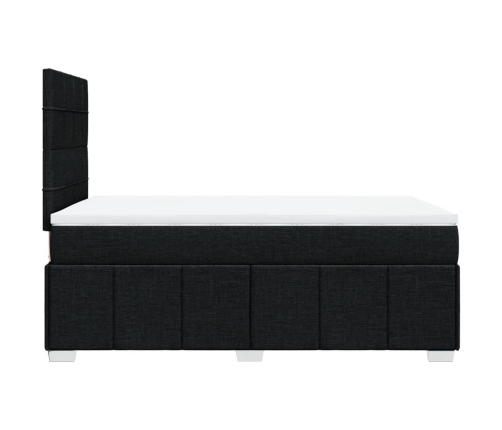 Cama box spring con colchón tela negro 120x190 cm