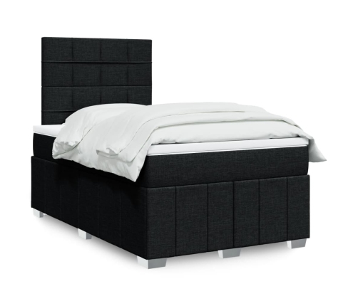 Cama box spring con colchón tela negro 120x190 cm