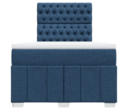 Cama box spring con colchón tela azul 120x190 cm