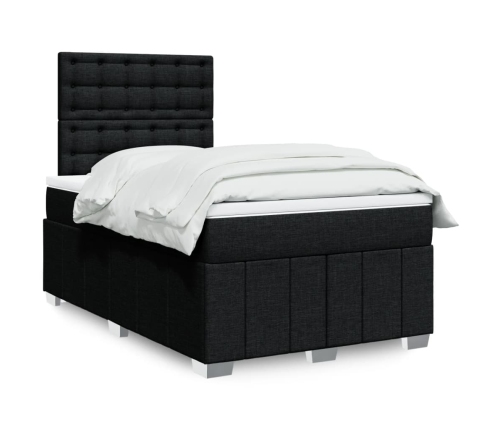 Cama box spring con colchón tela negro 120x190 cm