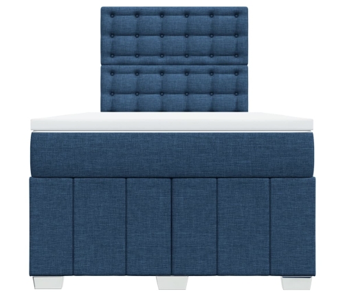 Cama box spring con colchón tela azul 120x190 cm