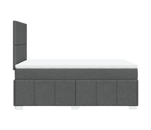 Cama box spring con colchón tela gris oscuro 120x200 cm