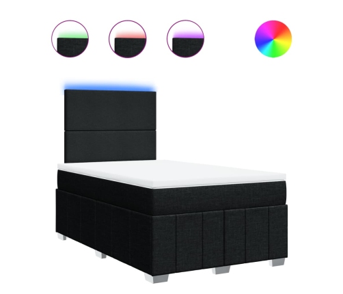 Cama box spring con colchón tela negro 120x200 cm