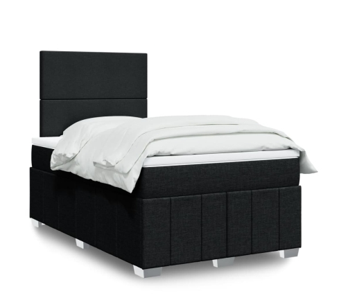 Cama box spring con colchón tela negro 120x200 cm