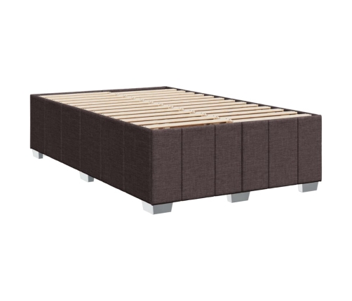 Cama box spring con colchón tela marrón oscuro 120x200 cm